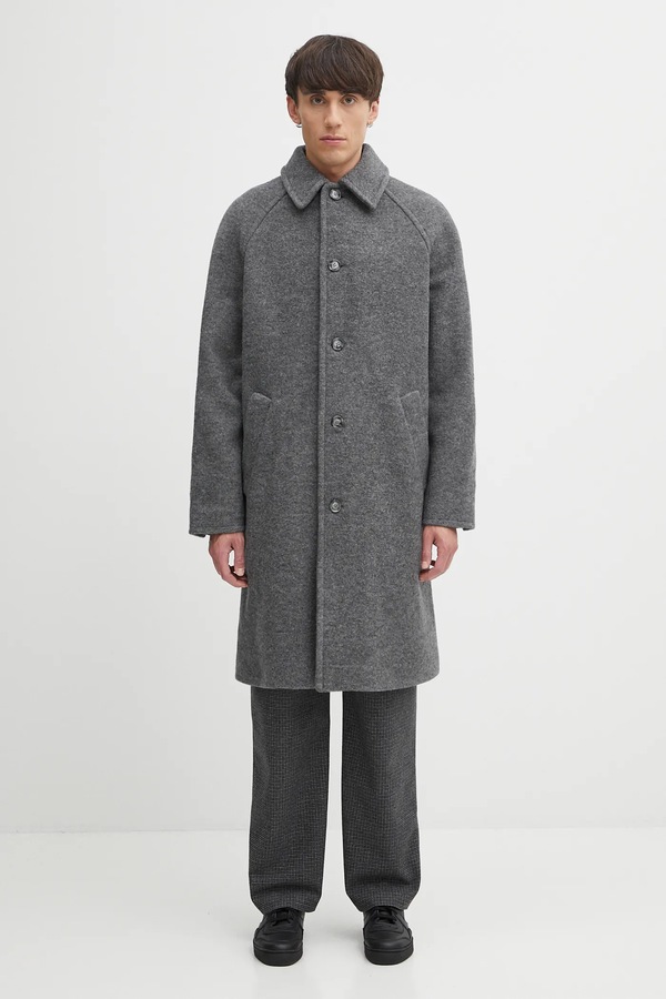 Вовняне пальто A.P.C. manteau gaston колір сірий