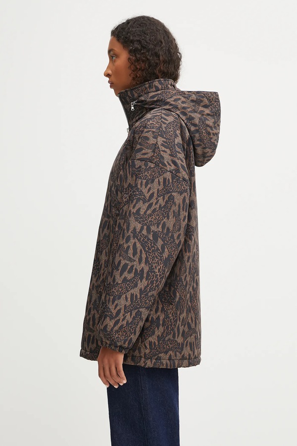 Хлопковая куртка Fiorucci Nylon Banimalier Print Zip Up цвет коричневый
