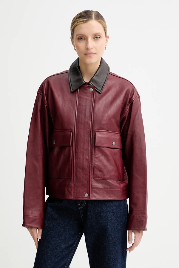 Кожаная куртка rag & bone цвет бордовый