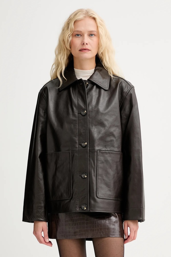 Кожаная куртка rag & bone цвет коричневый