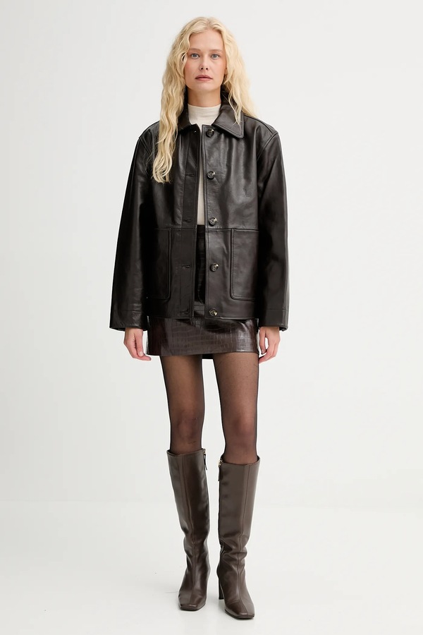 Шкіряна куртка rag & bone колір коричневий