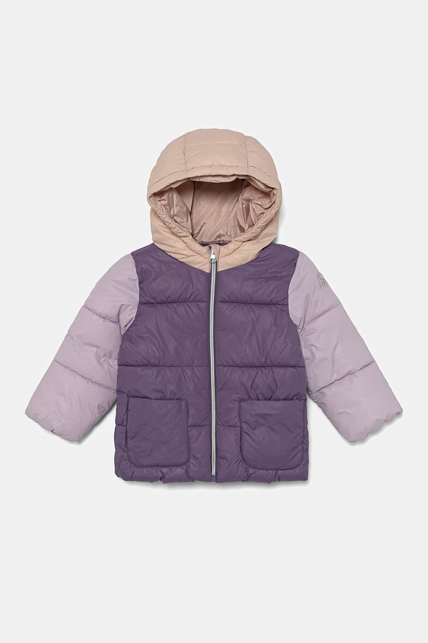 Коротка куртка дитяча United Colors of Benetton колір фіолетовий