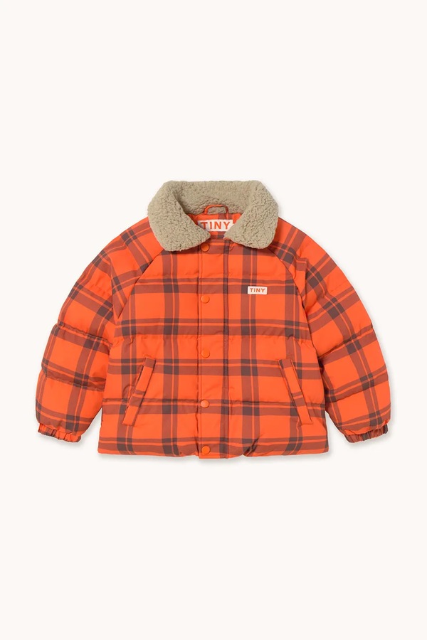 Дитяча куртка Tinycottons CHECK PADDED JACKET колір помаранчевий