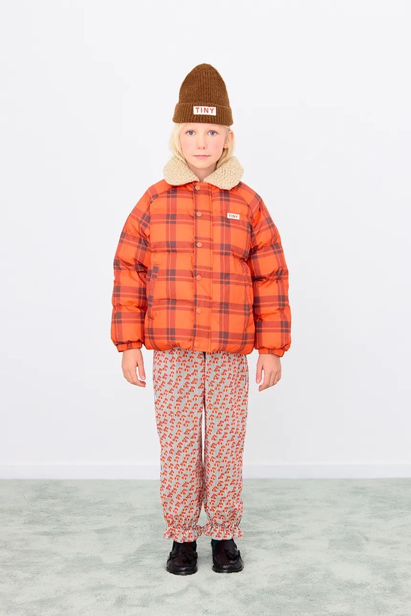 Дитяча куртка Tinycottons CHECK PADDED JACKET колір помаранчевий фото 3