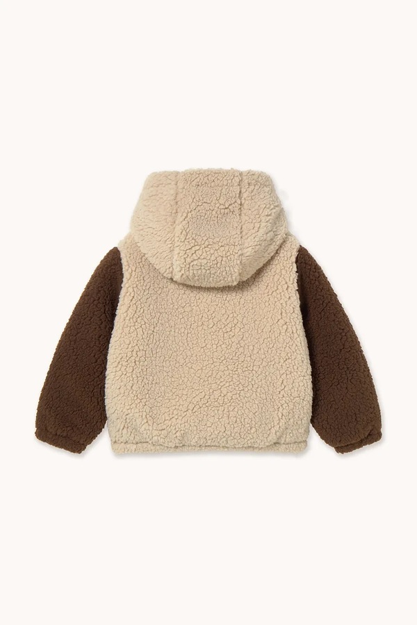 Дитяча куртка Tinycottons COLOR BLOCK POLAR SHERPA HOODIE колір бежевий фото 2