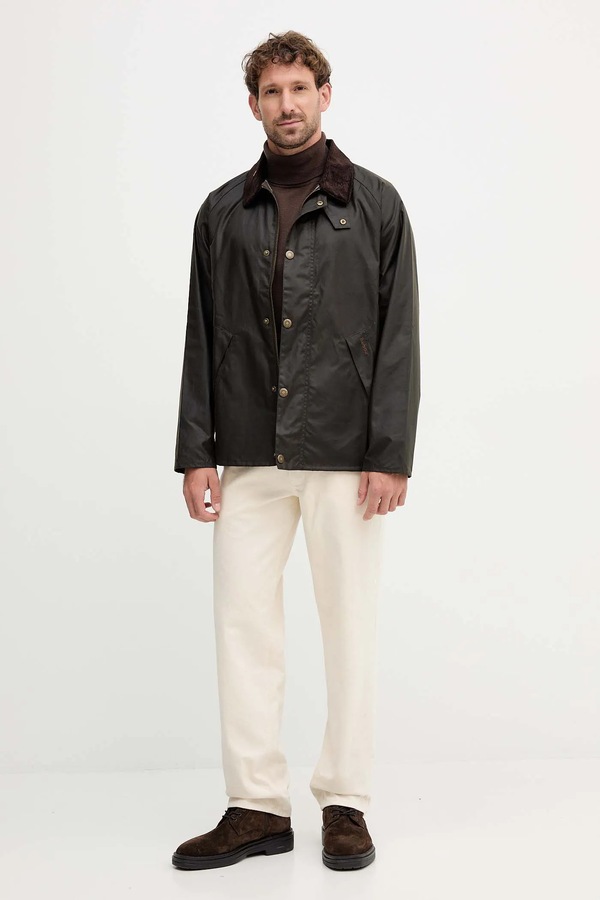 Бавовняна куртка Barbour колір зелений