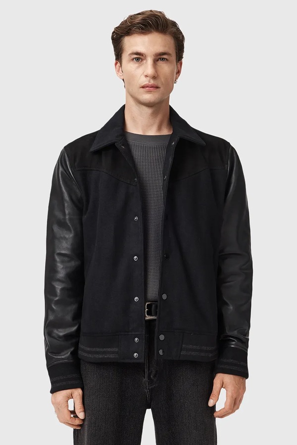 Кожаная куртка AllSaints ENDLETON цвет черный