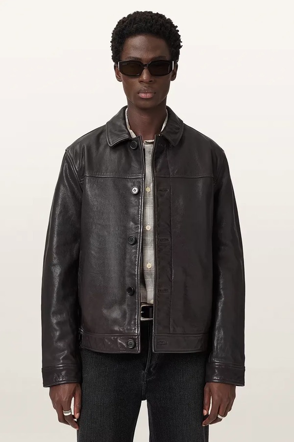 Кожаная мужская кожаная AllSaints NATES цвет коричневый