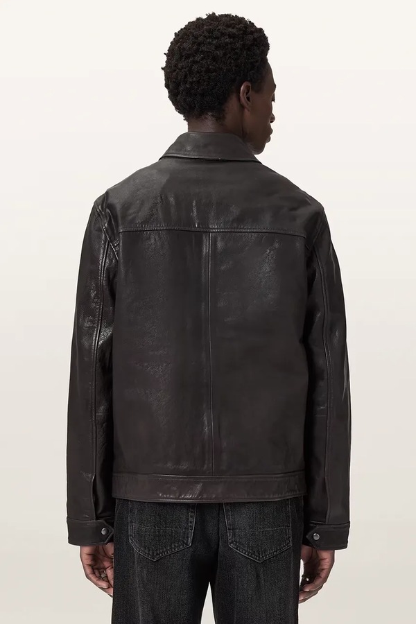 Шкіряна чоловіча шкіряна AllSaints NATES колір коричневий