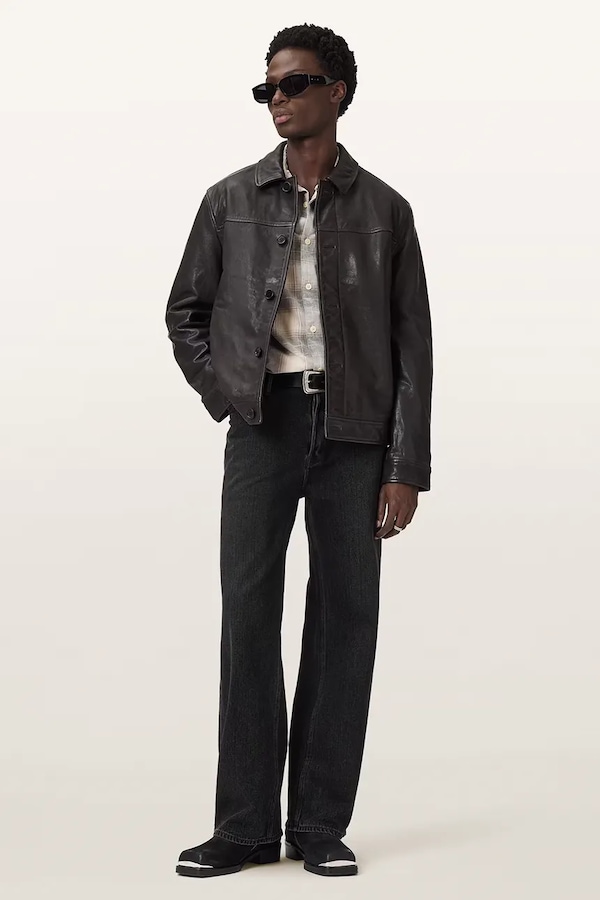 Шкіряна чоловіча шкіряна AllSaints NATES колір коричневий фото 2