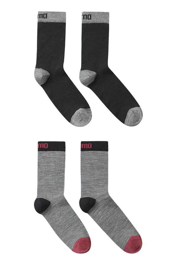 Дитячі шкарпетки з домішкою вовни Reima Parit 2-pack колір чорний