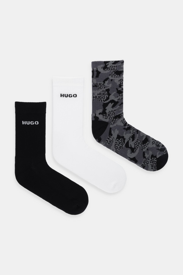 Шкарпетки HUGO 3-pack 3P QS RIB CAMO CC колір чорний