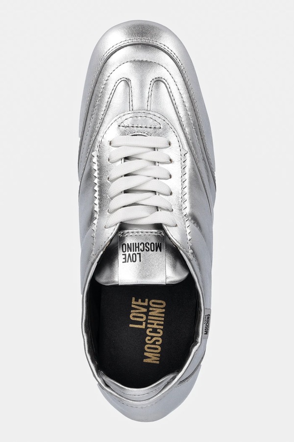 Шкіряні кросівки Love Moschino колір срібний фото 4