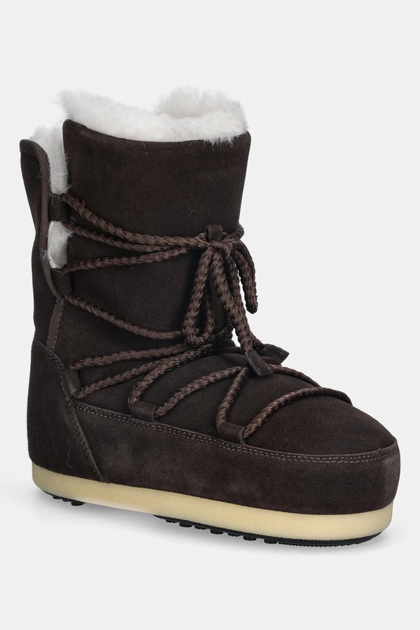 Замшеві чоботи Moon Boot MB EVX BOOT SUEDE / SHEARLING колір коричневий