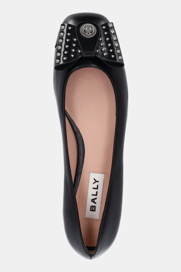Шкіряні балетки Bally B-BOW-STUDS колір чорний фото 4