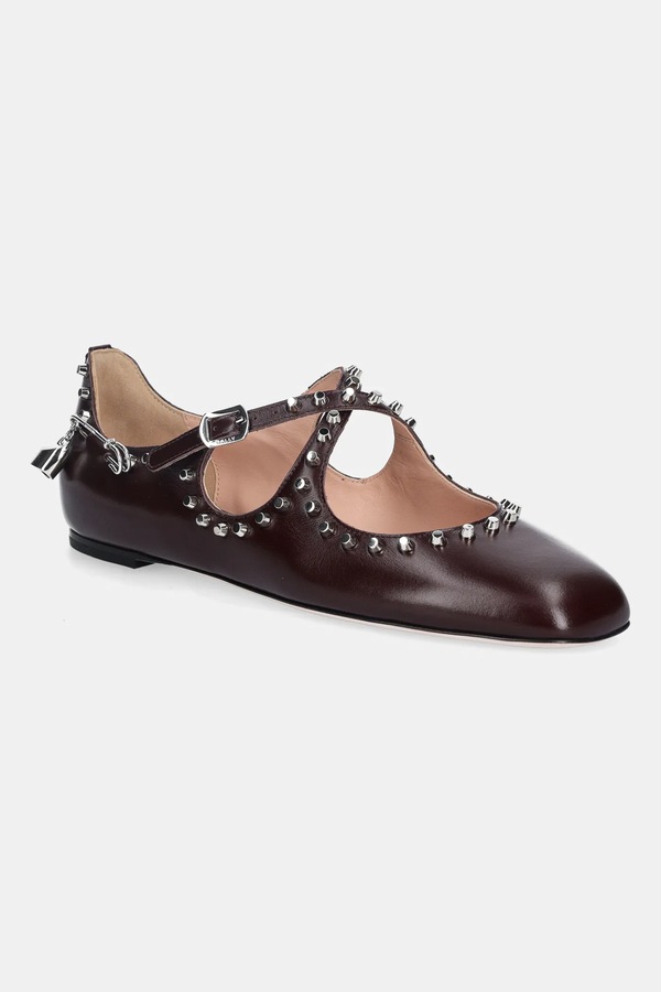 Шкіряні балетки Bally BELISKA-STUDS колір бордовий