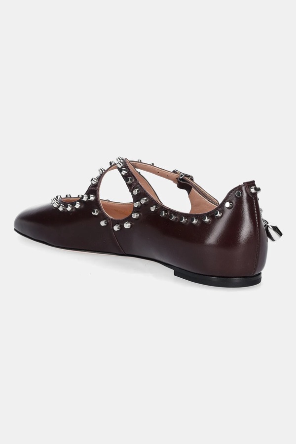 Шкіряні балетки Bally BELISKA-STUDS колір бордовий фото 2