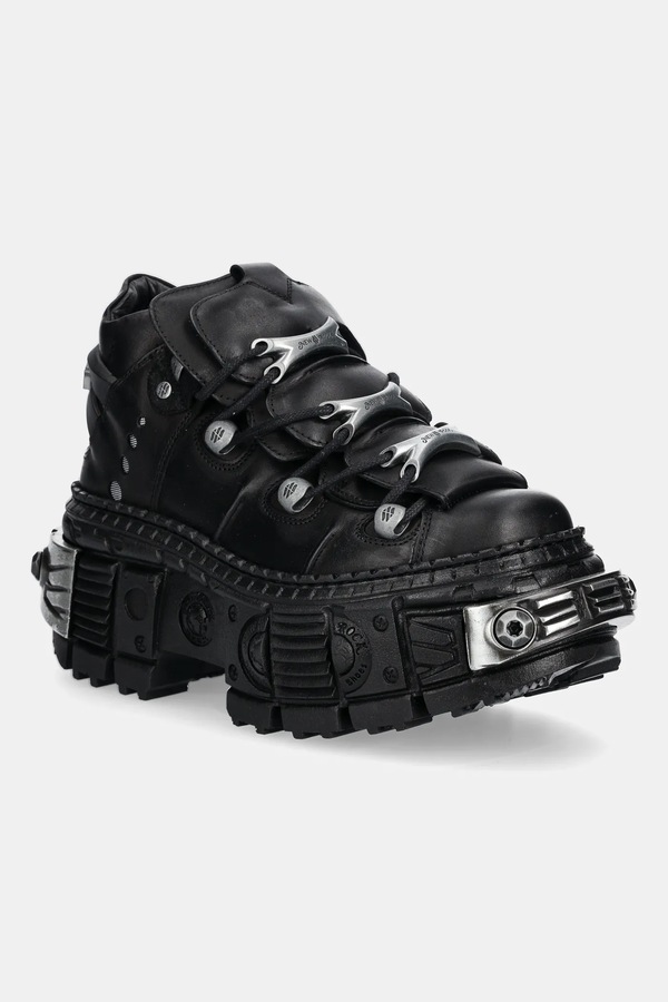 Шкіряні кросівки New Rock Crust Negro, Tank Casco Negro Power колір чорний