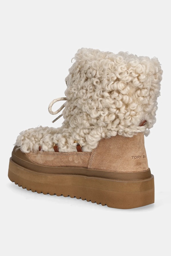 Зимние сапоги Tory Burch Mellow Shearling Lace Up Boot цвет бежевый фото 2