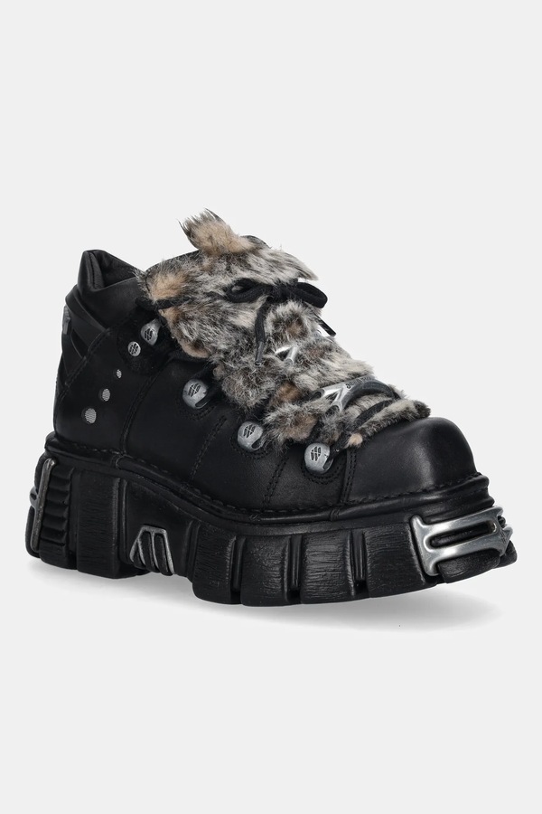 Шкіряні кросівки New Rock M-106NPELO-C1 CRUST NEGRO колір чорний