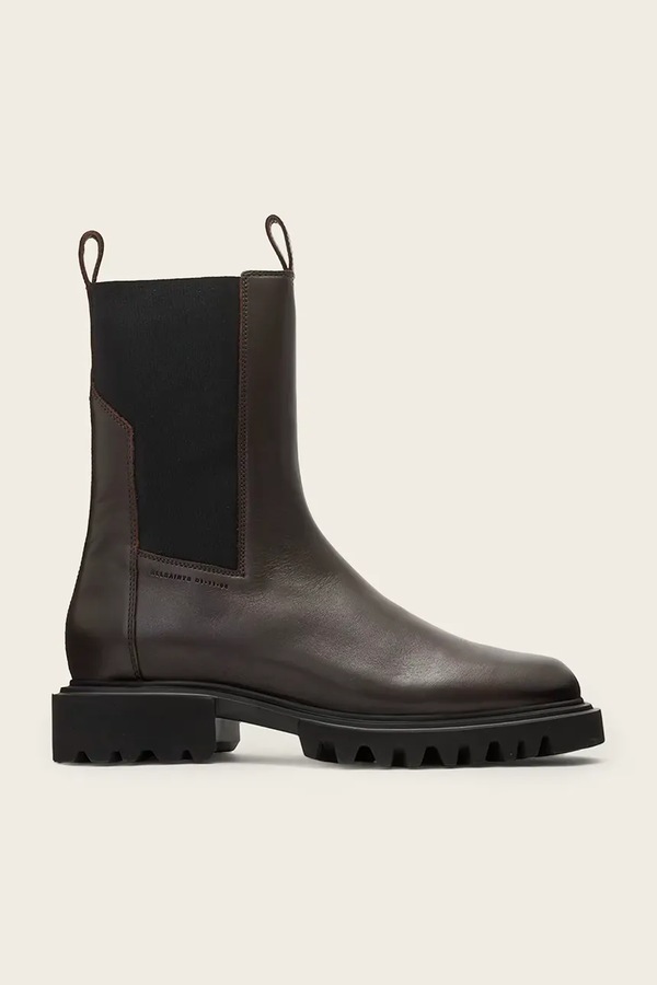 Шкіряні черевики AllSaints HALLIE BOOT колір коричневий