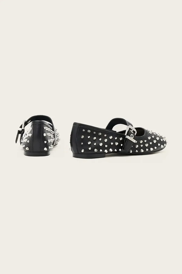 Кожаные балетки AllSaints Holly Stud Shoe цвет черный фото 2