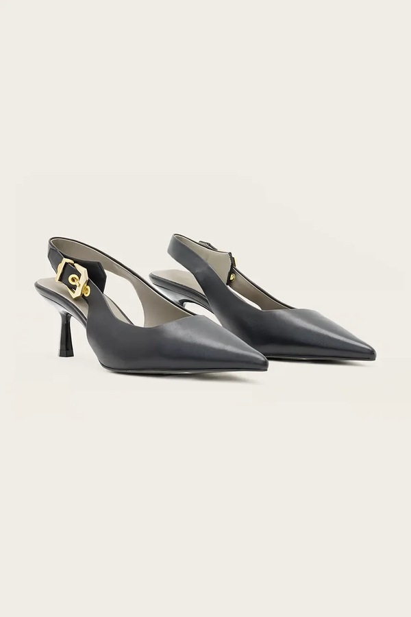 Шкіряні туфлі AllSaints Idiya Slingback колір чорний