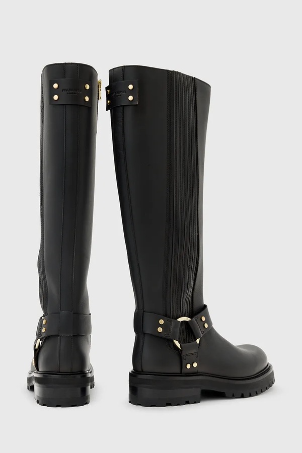 Шкіряні чоботи AllSaints Maddie High Boot колір чорний фото 2