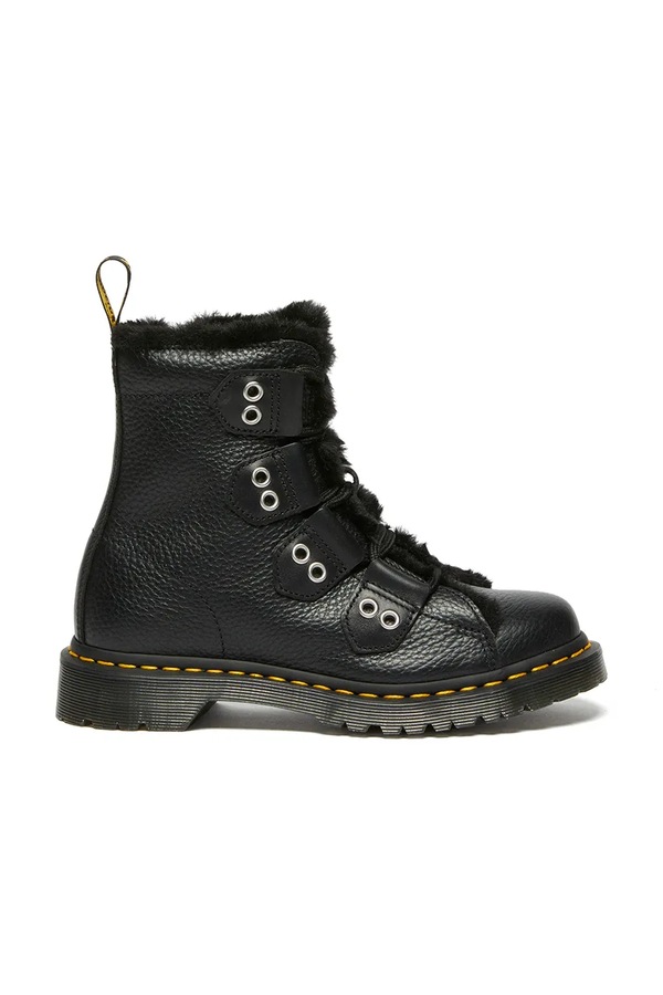 Шкіряні черевики Dr. Martens 1460 LTT Fur Lined колір чорний
