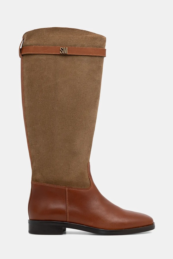 Шкіряні чоботи Steve Madden Novi колір бежевий