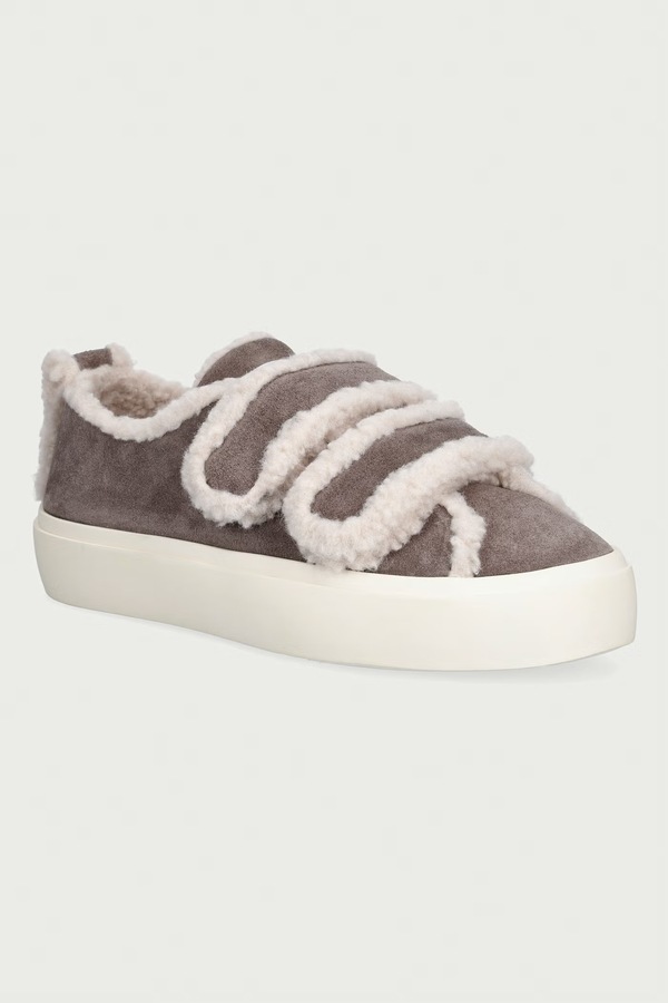 Shearling Low Velcro кросівки жіночі замшеві Inuikii колір сірий