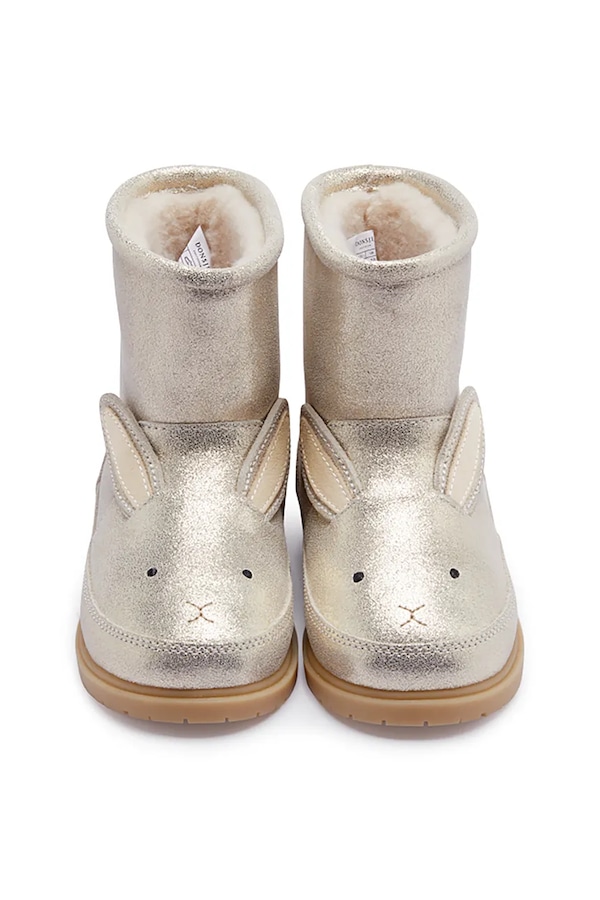 Дитячі шкіряні зимові черевики Donsje Xelly Boots Bunny колір срібний фото 3