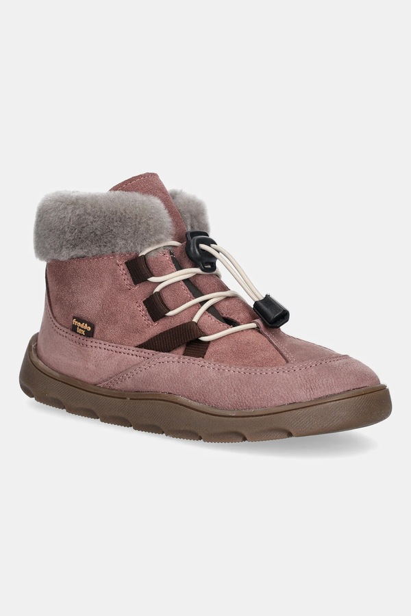 Дитячі замшеві зимові черевики Froddo ZERU TEX COSY BAREFOOT колір рожевий