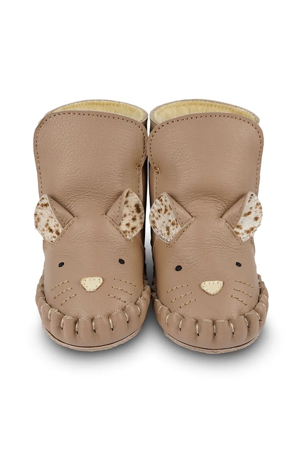 Кожаные кроссовки для младенцев Donsje Kapi Exclusive Booties Mouse цвет коричневый