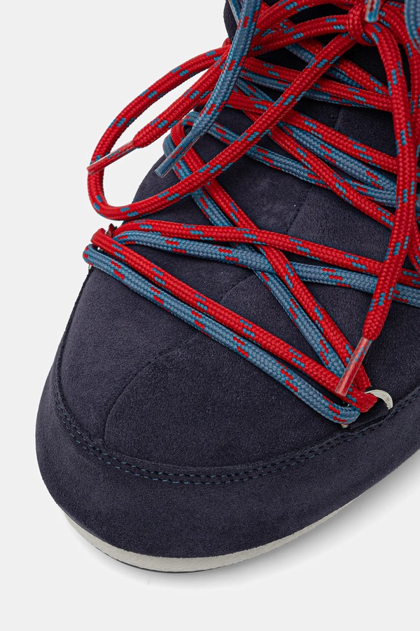 Дитячі замшеві зимові черевики Moon Boot MB ICON SUEDE LACES колір синій фото 4