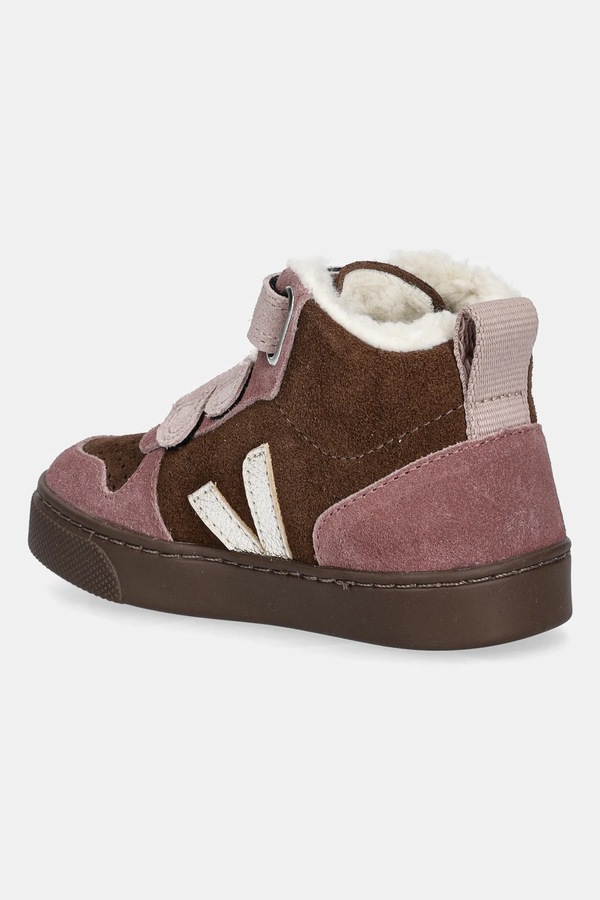 Детские замшевые зимние ботинки Veja Small V-10 Mid Winter цвет розовый фото 2