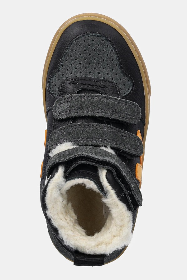 Дитячі шкіряні кросівки Veja Small V-10 Mid Winter колір чорний фото 4