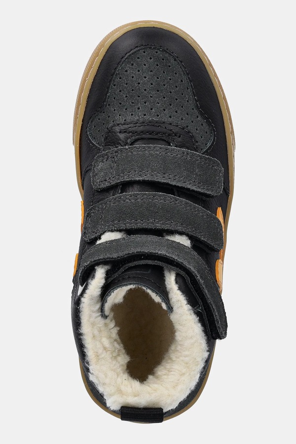 Дитячі шкіряні кросівки Veja Small V-10 Mid Winter колір чорний фото 4