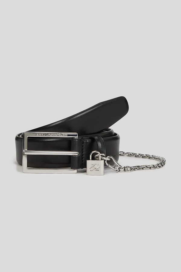 Шкіряний ремінь Karl Lagerfeld K/AUTOGRAPH колір чорний