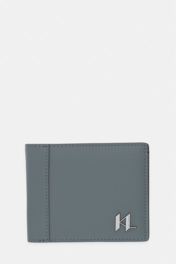 Кошелек мужской кожаный Karl Lagerfeld K/MONOGRAM цвет серый