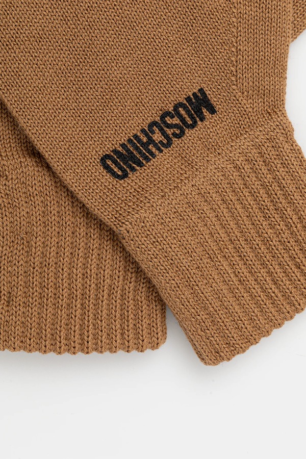 Рукавиці жіночі з додаванням вовни Moschino колір коричневий