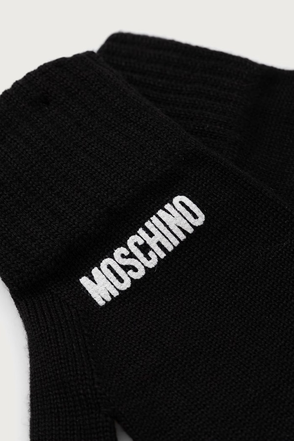 Рукавицы женские из добавлением шерсти Moschino цвет черный