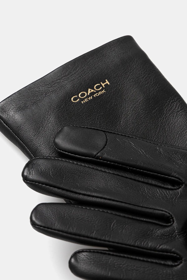 Шкіряні рукавички Coach колір чорний фото 2