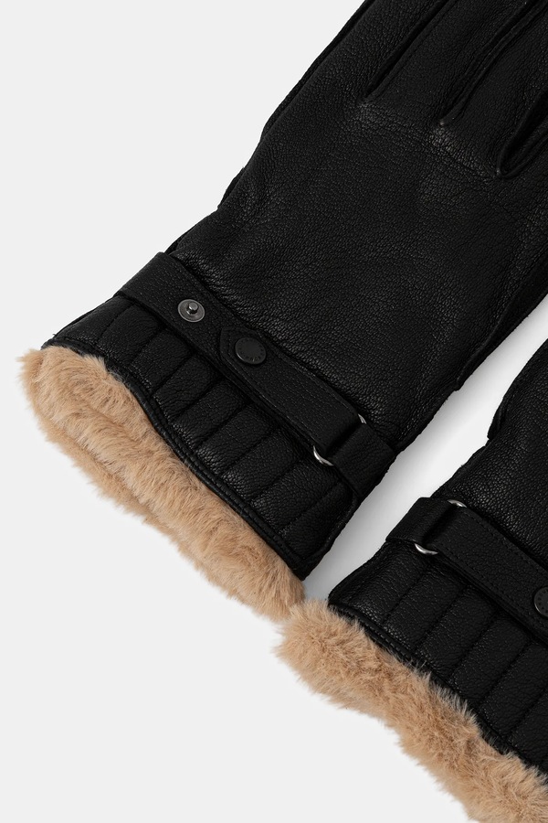 Кожаные перчатки Barbour цвет черный