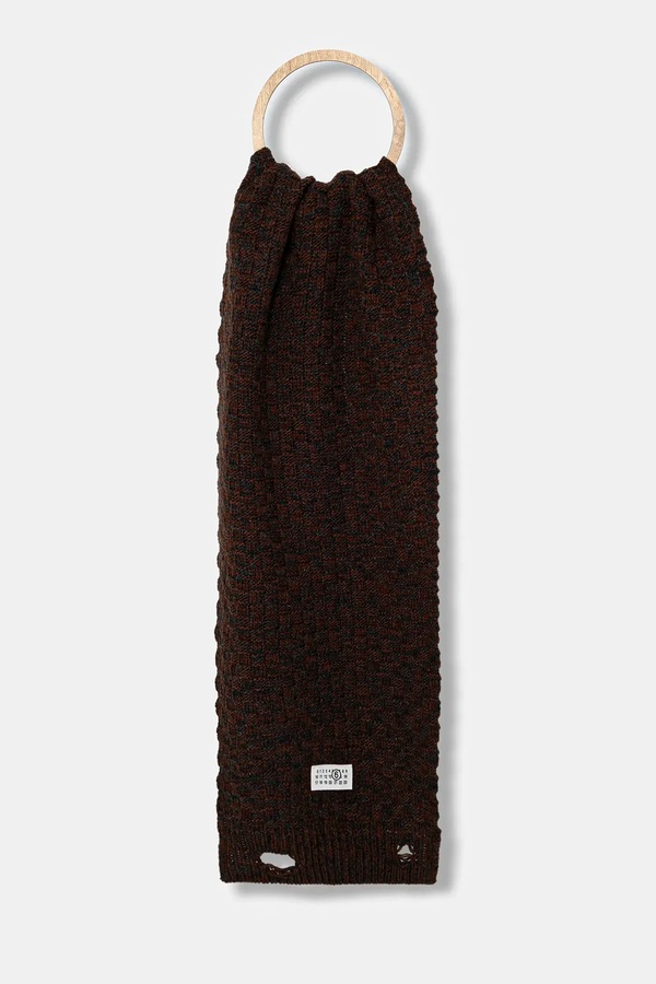 Шарф с шерстью MM6 Maison Margiela цвет коричневый фото 2