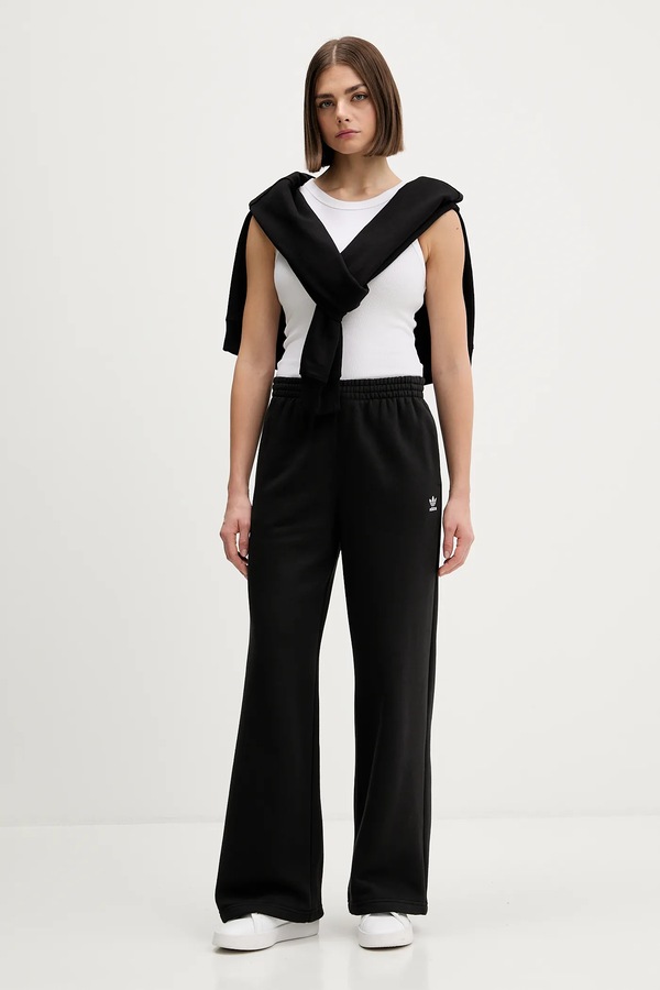 Спортивні штани adidas Originals Essentials Wide Leg Fleece колір чорний фото 2