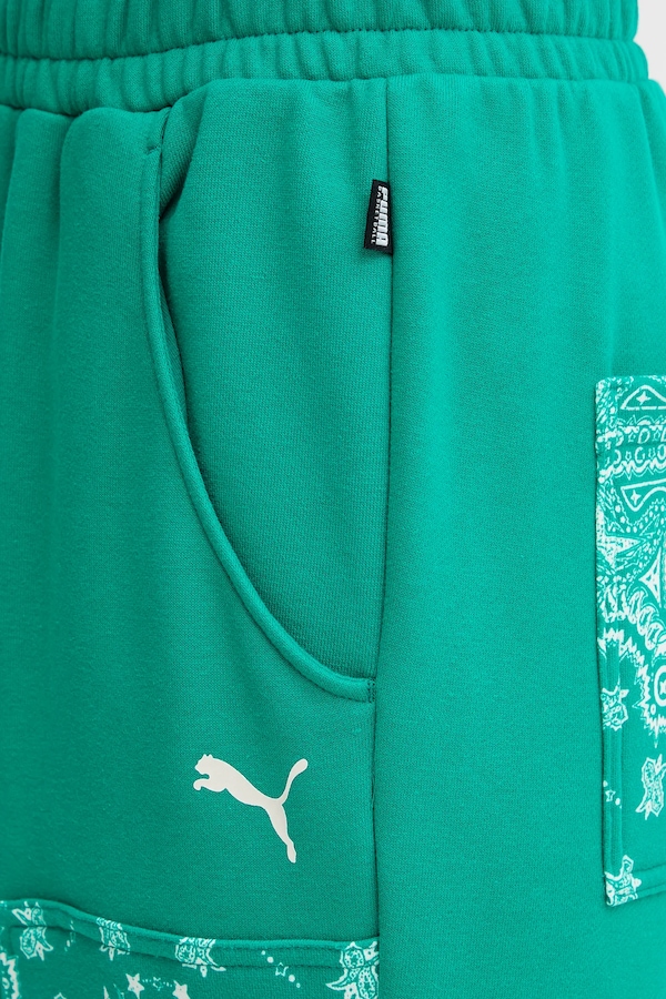 Бавовняні спортивні штани Puma колір зелений фото 4