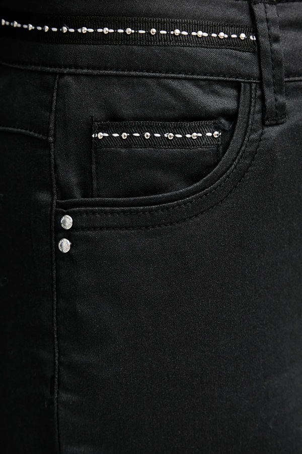 Штани slim fit жіночі з бавовною Morgan колір чорний фото 4