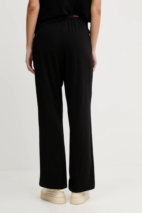 Штани loungwear жіночі бавовняні з еластаном HUGO ID PANTS колір чорний фото 3