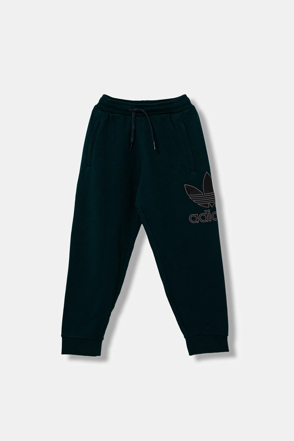 Дитячі бавовняні штани adidas Originals колір зелений фото 2